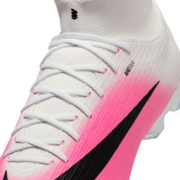Nike Zoom Mercurial Superfly 11 Academy Gazon Naturel Artificiel Chaussures de Foot (MG) Rose Vif Blanc Noir