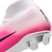 Nike Zoom Mercurial Superfly 11 Club Gazon Naturel Artificiel Chaussures de Foot (MG) Rose Vif Blanc Noir