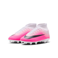 Nike Zoom Mercurial Superfly 11 Club Gazon Naturel Artificiel Chaussures de Foot (MG) Enfants Rose Vif Blanc Noir