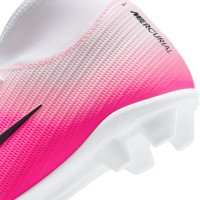 Nike Zoom Mercurial Superfly 11 Club Gazon Naturel Artificiel Chaussures de Foot (MG) Enfants Rose Vif Blanc Noir