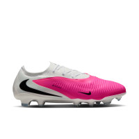Nike Phantom 6 Low Pro Gazon Naturel Chaussures de Foot (FG) Blanc Rose Vif Noir