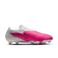 Nike Phantom 6 Low Pro Gazon Naturel Chaussures de Foot (FG) Blanc Rose Vif Noir