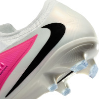 Nike Phantom 6 Low Pro Gazon Naturel Chaussures de Foot (FG) Blanc Rose Vif Noir
