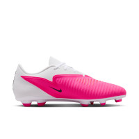 Nike Phantom 6 Low Club Gazon Naturel Artificiel Chaussures de Foot (MG) Blanc Rose Vif Noir