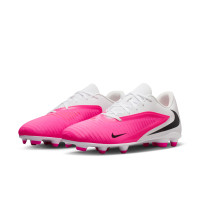 Nike Phantom 6 Low Club Gazon Naturel Artificiel Chaussures de Foot (MG) Blanc Rose Vif Noir