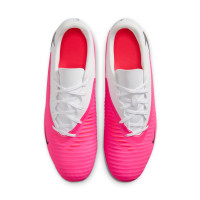 Nike Phantom 6 Low Club Gazon Naturel Artificiel Chaussures de Foot (MG) Blanc Rose Vif Noir