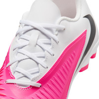 Nike Phantom 6 Low Club Gazon Naturel Artificiel Chaussures de Foot (MG) Blanc Rose Vif Noir