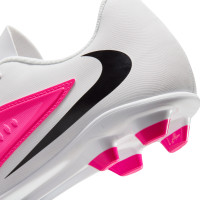 Nike Phantom 6 Low Club Gazon Naturel Artificiel Chaussures de Foot (MG) Blanc Rose Vif Noir