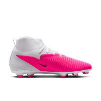 Nike Phantom 6 High Club Gazon Naturel Artificiel Chaussures de Foot (MG) Blanc Rose Vif Noir