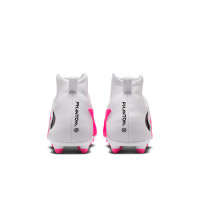 Nike Phantom 6 High Club Gazon Naturel Artificiel Chaussures de Foot (MG) Blanc Rose Vif Noir