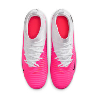 Nike Phantom 6 High Club Gazon Naturel Artificiel Chaussures de Foot (MG) Blanc Rose Vif Noir