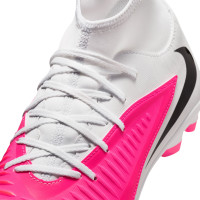 Nike Phantom 6 High Club Gazon Naturel Artificiel Chaussures de Foot (MG) Blanc Rose Vif Noir