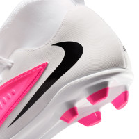Nike Phantom 6 High Club Gazon Naturel Artificiel Chaussures de Foot (MG) Blanc Rose Vif Noir