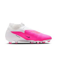 Nike Phantom 6 High Academy Gazon Naturel Artificiel Chaussures de Foot (MG) Blanc Rose Vif Noir