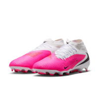 Nike Phantom 6 High Academy Gazon Naturel Artificiel Chaussures de Foot (MG) Blanc Rose Vif Noir