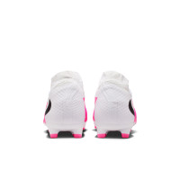 Nike Phantom 6 High Academy Gazon Naturel Artificiel Chaussures de Foot (MG) Blanc Rose Vif Noir