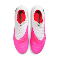 Nike Phantom 6 High Academy Gazon Naturel Artificiel Chaussures de Foot (MG) Blanc Rose Vif Noir