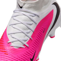 Nike Phantom 6 High Academy Gazon Naturel Artificiel Chaussures de Foot (MG) Blanc Rose Vif Noir