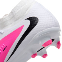 Nike Phantom 6 High Academy Gazon Naturel Artificiel Chaussures de Foot (MG) Blanc Rose Vif Noir