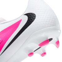 Nike Phantom 6 Low Academy Gras / Kunstgras Voetbalschoenen (MG) Wit Felroze Zwart