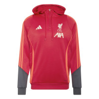 adidas Liverpool Track Sweat à Capuche 1/4-Zip 2025-2026 Rouge Gris Argenté