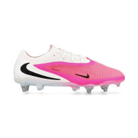 Nike Phantom 6 Low Elite Crampons Vissés Chaussures de Foot (SG) Pro Player Blanc Rose Vif Noir