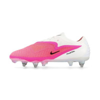 Nike Phantom 6 Low Elite Crampons Vissés Chaussures de Foot (SG) Pro Player Blanc Rose Vif Noir