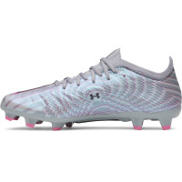 Under Armour Shadow Pro 4 Gras Voetbalschoenen (FG) Grijs Zwart Roze