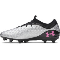 Under Armour Magnetico Select 6 Gras Voetbalschoenen (FG) Zwart Metallic Silver Felroze