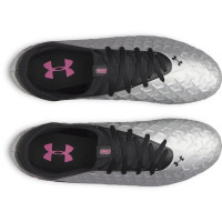 Under Armour Magnetico Select 6 Gras Voetbalschoenen (FG) Zwart Metallic Silver Felroze