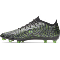 Under Armour Shadow Elite 4 Mach Chaussures de Foot Gazon Naturel (FG) Noir Metallic Black Vert Néon