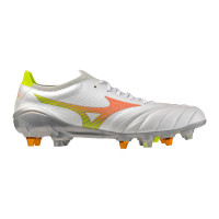 Mizuno Morelia Neo V Beta Elite Crampons Vissés Chaussures de Foot (SG) Blanc Orange Lime