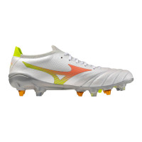 Mizuno Morelia Neo V Beta Elite Crampons Vissés Chaussures de Foot (SG) Blanc Orange Lime