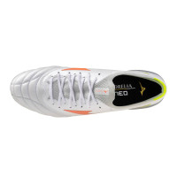 Mizuno Morelia Neo V Beta Elite Crampons Vissés Chaussures de Foot (SG) Blanc Orange Lime