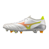 Mizuno Morelia Neo V Beta Elite Crampons Vissés Chaussures de Foot (SG) Blanc Orange Lime