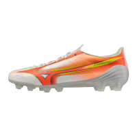 Mizuno Alpha III Pro Gazon Naturel Chaussures de Foot (FG) Blanc Orange Lime