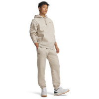 Under Armour Essential Icon Fleece Trainingspak Hooded Lichtgrijs Beige