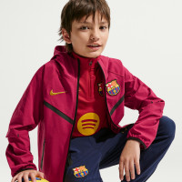 Nike FC Barcelone Tech Woven Survêtement à Capuche Full-Zip 2026-2027 Enfants Rouge Bleu Foncé Jaune