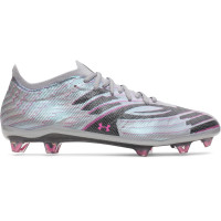Under Armour Shadow Elite 4 Mach Chaussures de Foot Gazon Naturel (FG) Gris Noir Rose