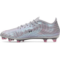 Under Armour Shadow Elite 4 Mach Chaussures de Foot Gazon Naturel (FG) Gris Noir Rose
