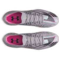 Under Armour Shadow Elite 4 Mach Chaussures de Foot Gazon Naturel (FG) Gris Noir Rose