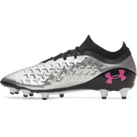 Under Armour Magnetico Pro 6 Gras Voetbalschoenen (FG) Zwart Metallic Silver Felroze