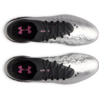 Under Armour Magnetico Pro 6 Gras Voetbalschoenen (FG) Zwart Metallic Silver Felroze