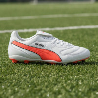 PUMA King Liga Gazon Naturel Artificiel Chaussures de Foot (MG) Blanc Orange Noir