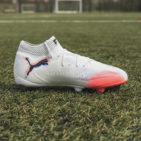 PUMA Future 8 Ultimate Gras Voetbalschoenen (FG) Wit Felrood Blauw