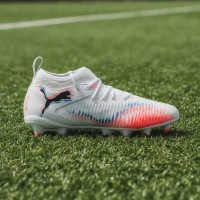 PUMA Future 8 Match Gras / Kunstgras Voetbalschoenen (MG) Kids Wit Felrood Blauw