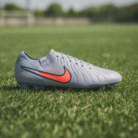 Nike Tiempo Legend 10 Elite Crampons Vissés Chaussures de Foot (SG) Anti-Clog Bleu Clair Rouge Vif Noi
