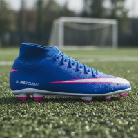 Nike Mercurial Superfly 10 Club Gazon Naturel Gazon Artificiel Chaussures de Foot (MG) Bleu Blanc Rose Vif