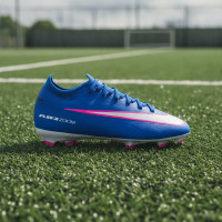 Nike Zoom Mercurial Vapor 16 Pro Gazon Naturel Chaussures de Foot (FG) Enfants Bleu Blanc Rose
