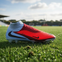 Nike Phantom 6 High Elite Gras Voetbalschoenen (FG) Lichtblauw Felrood Zwart